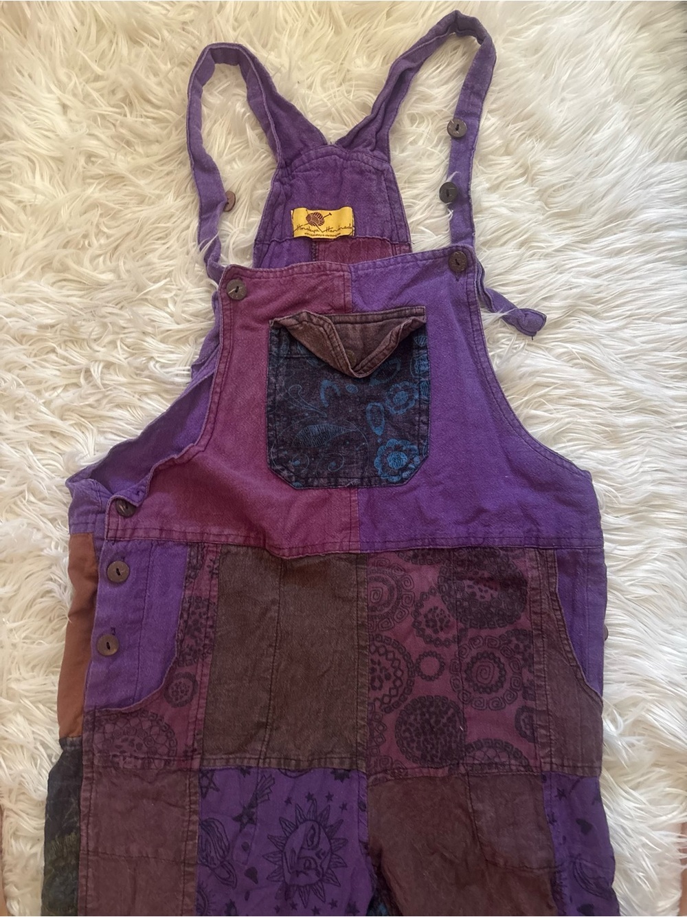 Himalaya Handmade Purple Patchwork Women’s Overalls - Boho Style